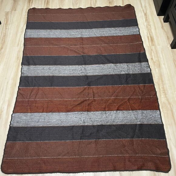 Shupaca Alpaca Blend Striped Throw Blanket Gray Rust Orange - Picture 1 of 16